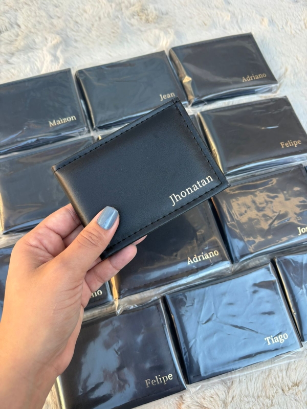 Carteira Masculina Slim Personalizada Com Nome Em Couro Sintético - Image 4