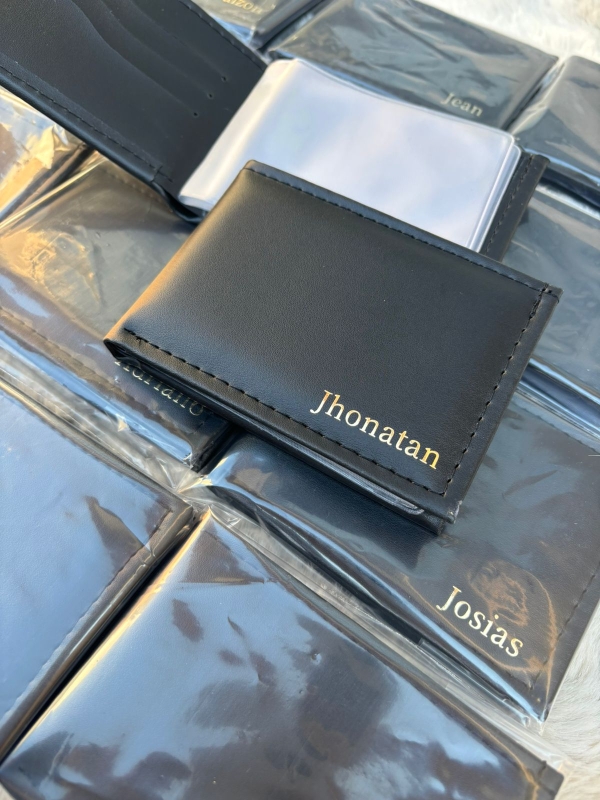 Carteira Masculina Slim Personalizada Com Nome Em Couro Sintético - Image 3
